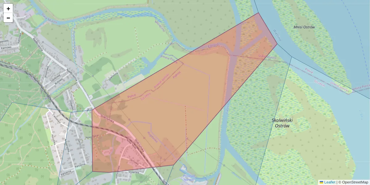 Szczegółowa mapa kodu pocztowego 71-875 z granicami, sąsiednimi kodami pocztowymi i urzędami pocztowymi