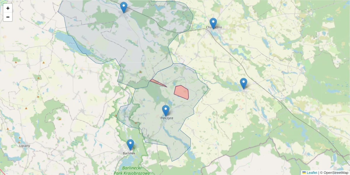 Szczegółowa mapa kodu pocztowego 73-236 z granicami, sąsiednimi kodami pocztowymi i urzędami pocztowymi
