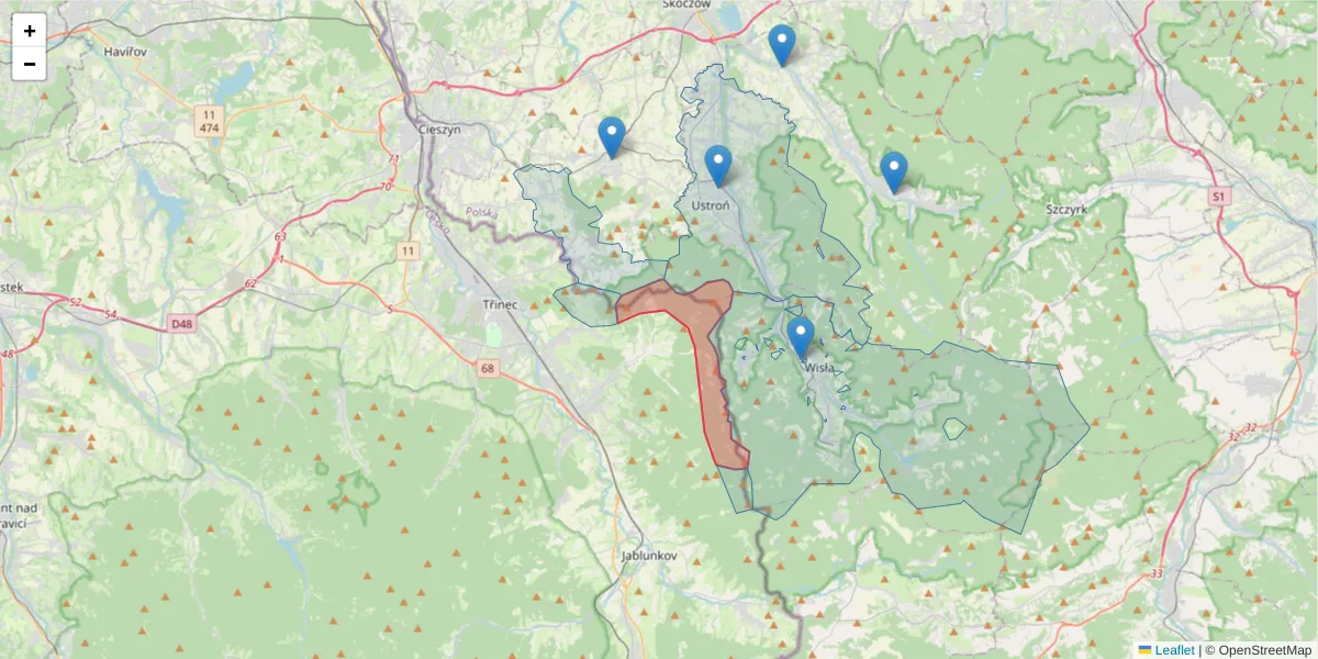 Szczegółowa mapa kodu pocztowego 73995 z granicami, sąsiednimi kodami pocztowymi i urzędami pocztowymi