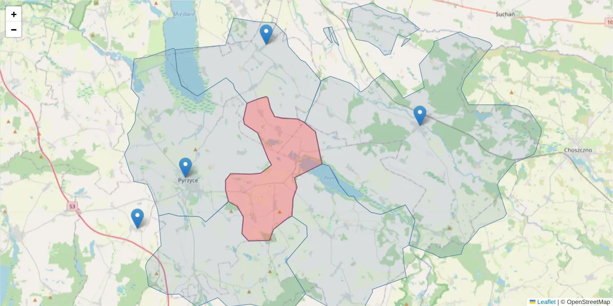Szczegółowa mapa kodu pocztowego 74-211 z granicami, sąsiednimi kodami pocztowymi i urzędami pocztowymi