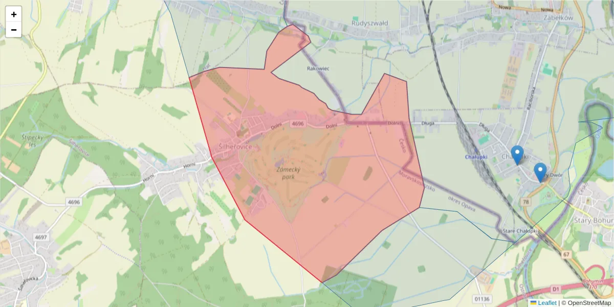 Szczegółowa mapa kodu pocztowego 74715 z granicami, sąsiednimi kodami pocztowymi i urzędami pocztowymi