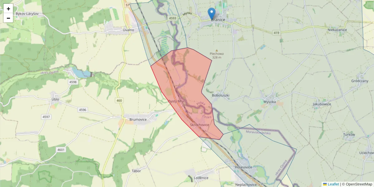 Szczegółowa mapa kodu pocztowego 74771 z granicami, sąsiednimi kodami pocztowymi i urzędami pocztowymi