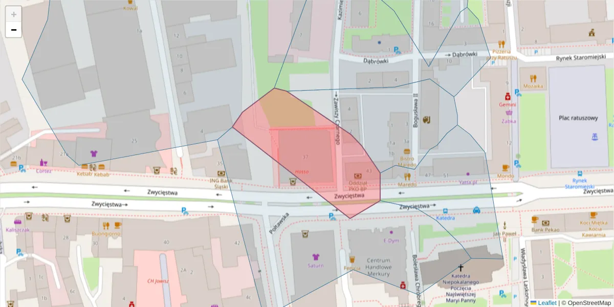 Szczegółowa mapa kodu pocztowego 75-021 z granicami, sąsiednimi kodami pocztowymi i urzędami pocztowymi