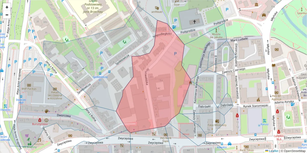 Szczegółowa mapa kodu pocztowego 75-241 z granicami, sąsiednimi kodami pocztowymi i urzędami pocztowymi
