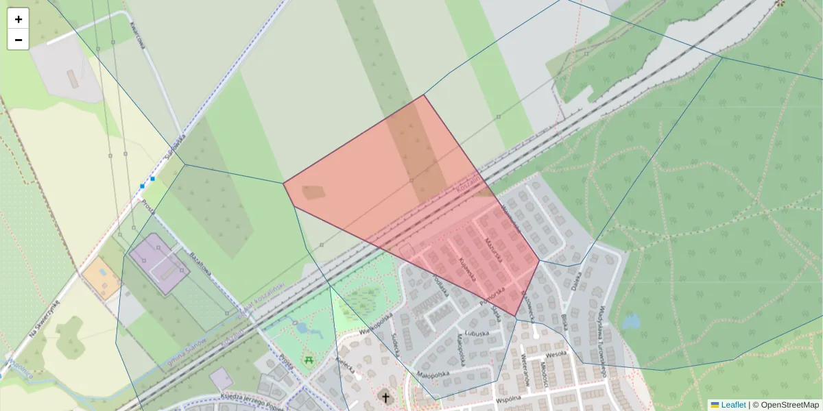 Szczegółowa mapa kodu pocztowego 75-394 z granicami, sąsiednimi kodami pocztowymi i urzędami pocztowymi