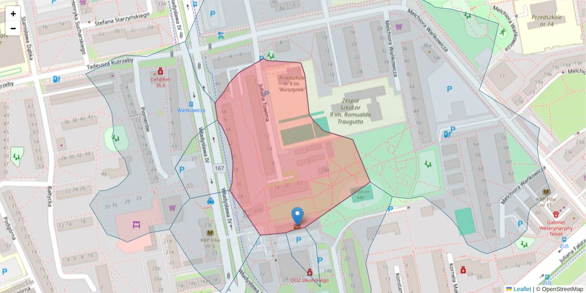 Szczegółowa mapa kodu pocztowego 75-444 z granicami, sąsiednimi kodami pocztowymi i urzędami pocztowymi