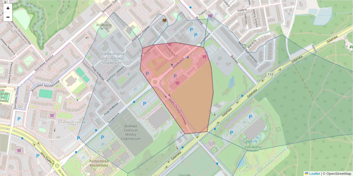 Szczegółowa mapa kodu pocztowego 75-453 z granicami, sąsiednimi kodami pocztowymi i urzędami pocztowymi