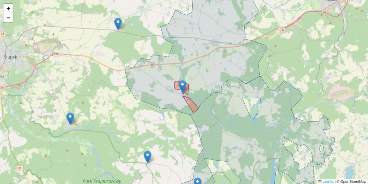 Szczegółowa mapa kodu pocztowego 76-242 z granicami, sąsiednimi kodami pocztowymi i urzędami pocztowymi