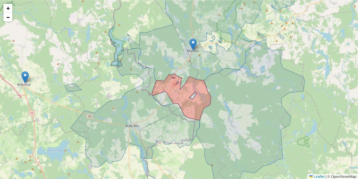 Szczegółowa mapa kodu pocztowego 77-211 z granicami, sąsiednimi kodami pocztowymi i urzędami pocztowymi