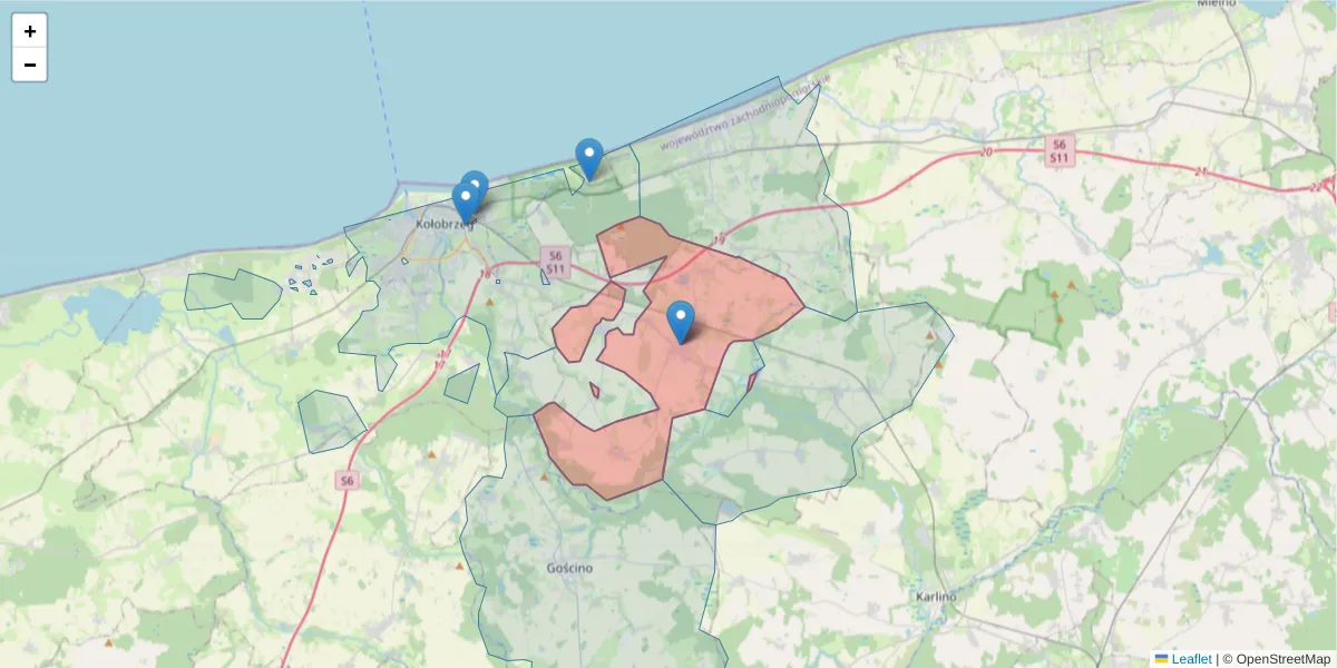 Szczegółowa mapa kodu pocztowego 78-113 z granicami, sąsiednimi kodami pocztowymi i urzędami pocztowymi