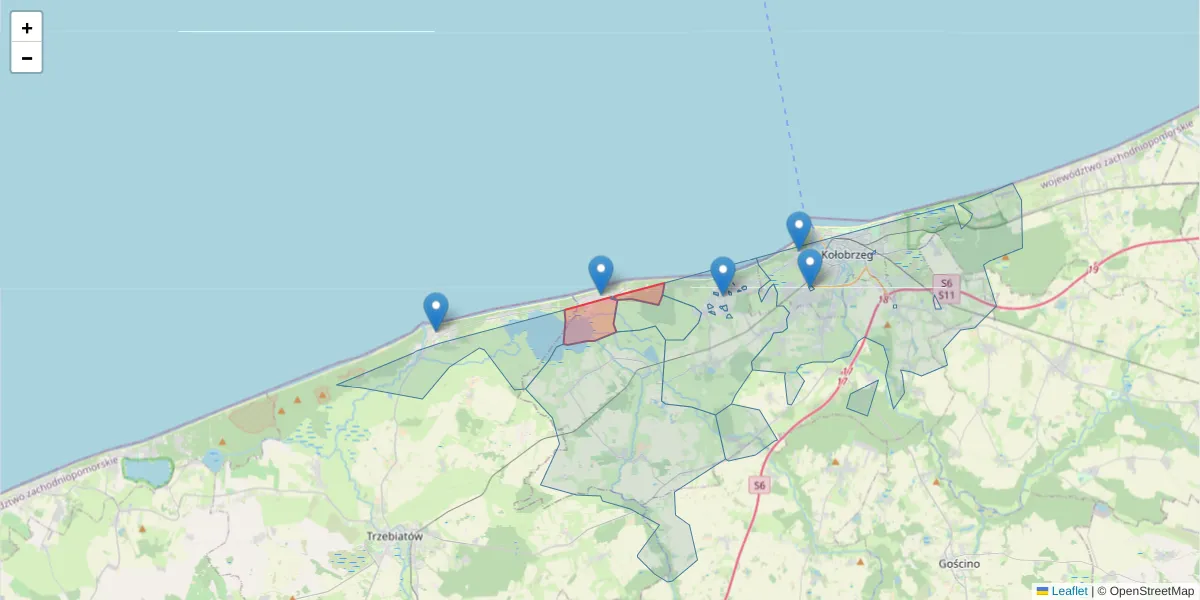 Szczegółowa mapa kodu pocztowego 78-131 z granicami, sąsiednimi kodami pocztowymi i urzędami pocztowymi