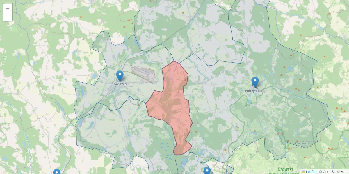 Szczegółowa mapa kodu pocztowego 78-324 z granicami, sąsiednimi kodami pocztowymi i urzędami pocztowymi