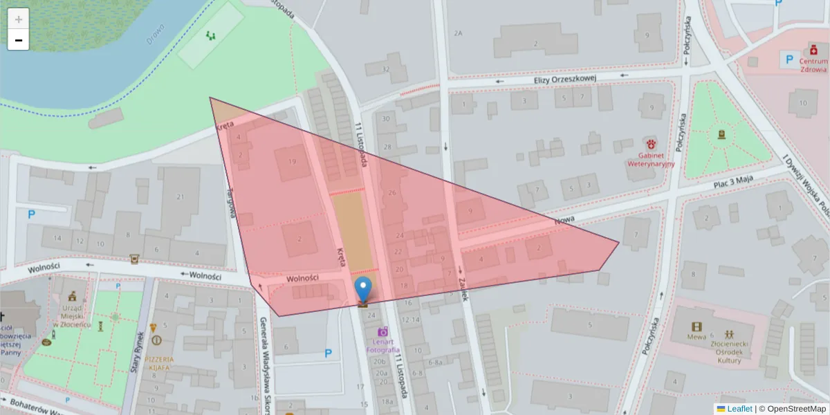 Szczegółowa mapa kodu pocztowego 78-519 z granicami, sąsiednimi kodami pocztowymi i urzędami pocztowymi