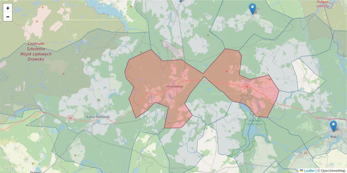 Szczegółowa mapa kodu pocztowego 78-650 z granicami, sąsiednimi kodami pocztowymi i urzędami pocztowymi