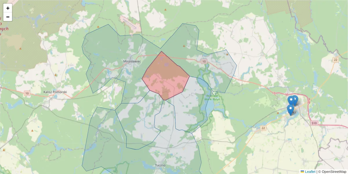Szczegółowa mapa kodu pocztowego 78-652 z granicami, sąsiednimi kodami pocztowymi i urzędami pocztowymi