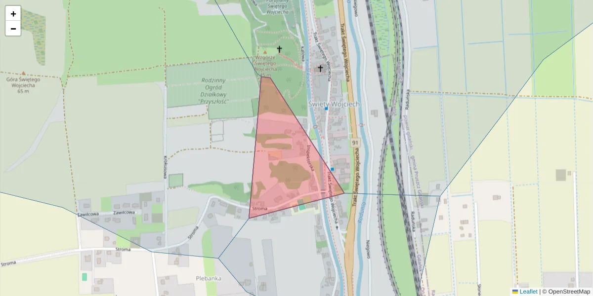 Szczegółowa mapa kodu pocztowego 80-010 z granicami, sąsiednimi kodami pocztowymi i urzędami pocztowymi