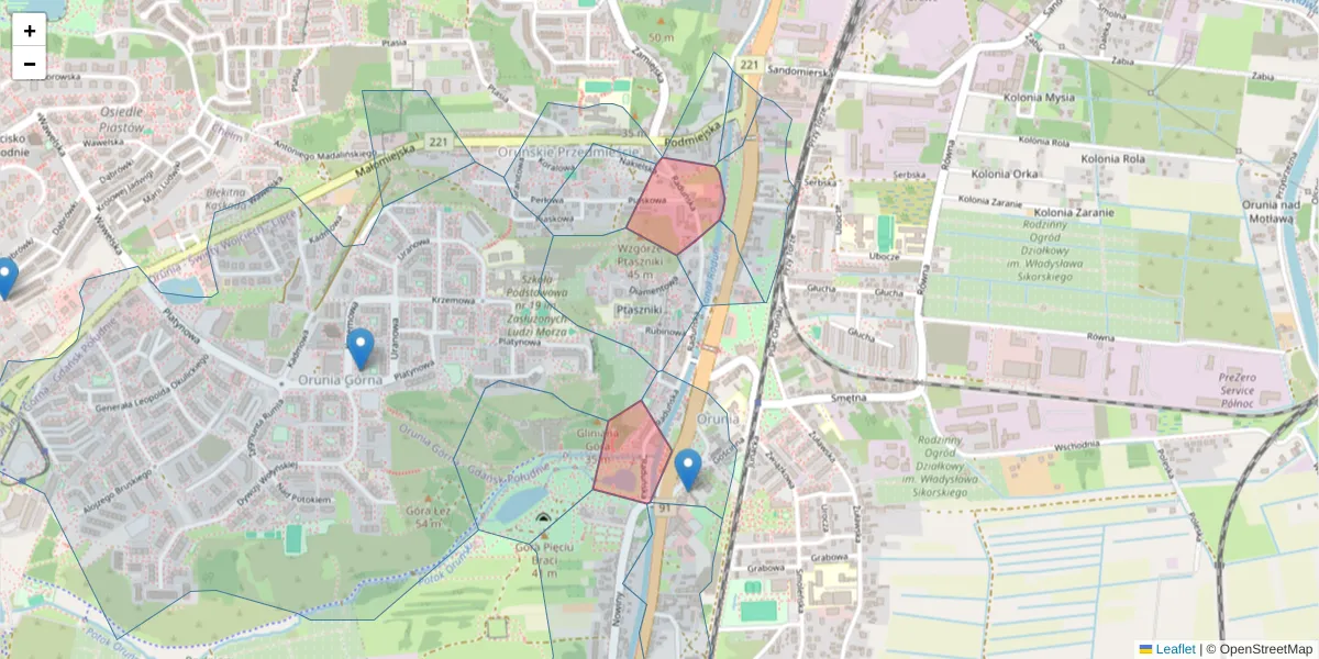 Szczegółowa mapa kodu pocztowego 80-027 z granicami, sąsiednimi kodami pocztowymi i urzędami pocztowymi