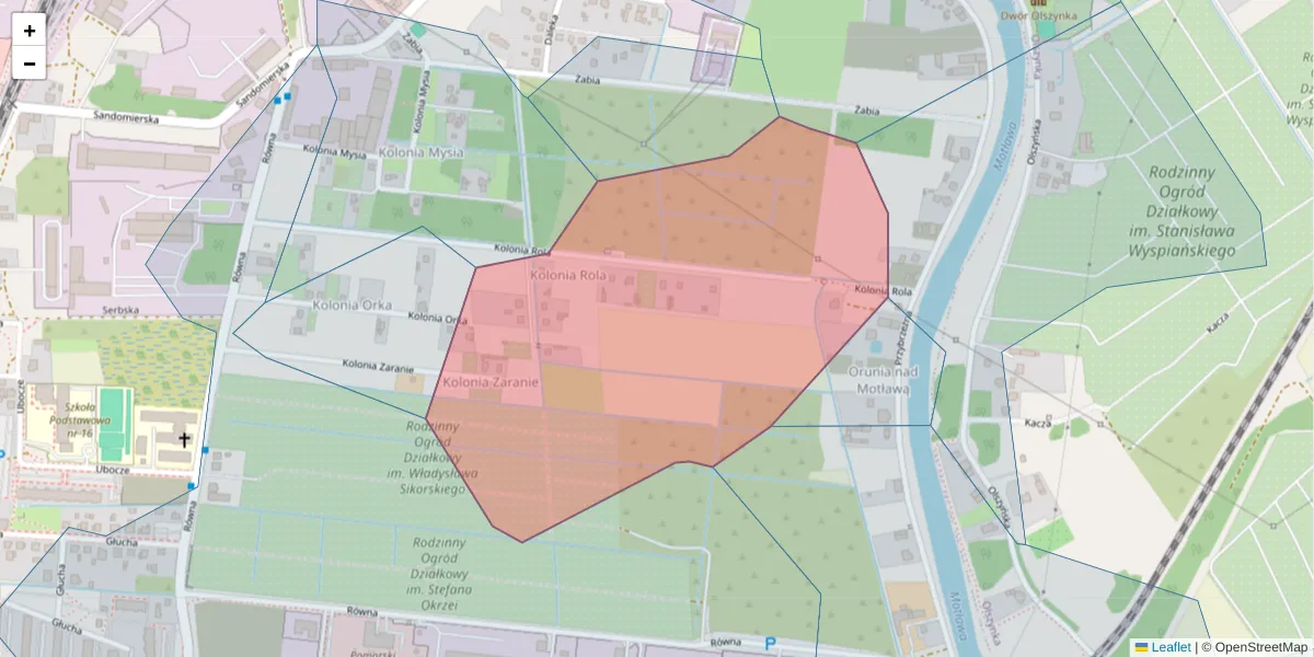 Szczegółowa mapa kodu pocztowego 80-070 z granicami, sąsiednimi kodami pocztowymi i urzędami pocztowymi