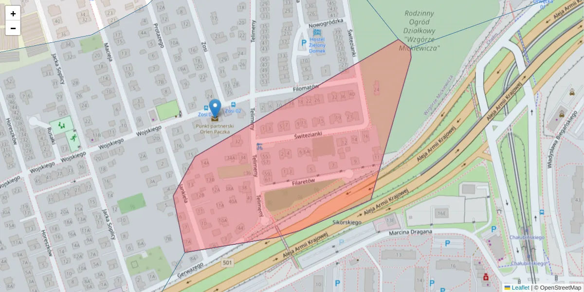 Szczegółowa mapa kodu pocztowego 80-124 z granicami, sąsiednimi kodami pocztowymi i urzędami pocztowymi