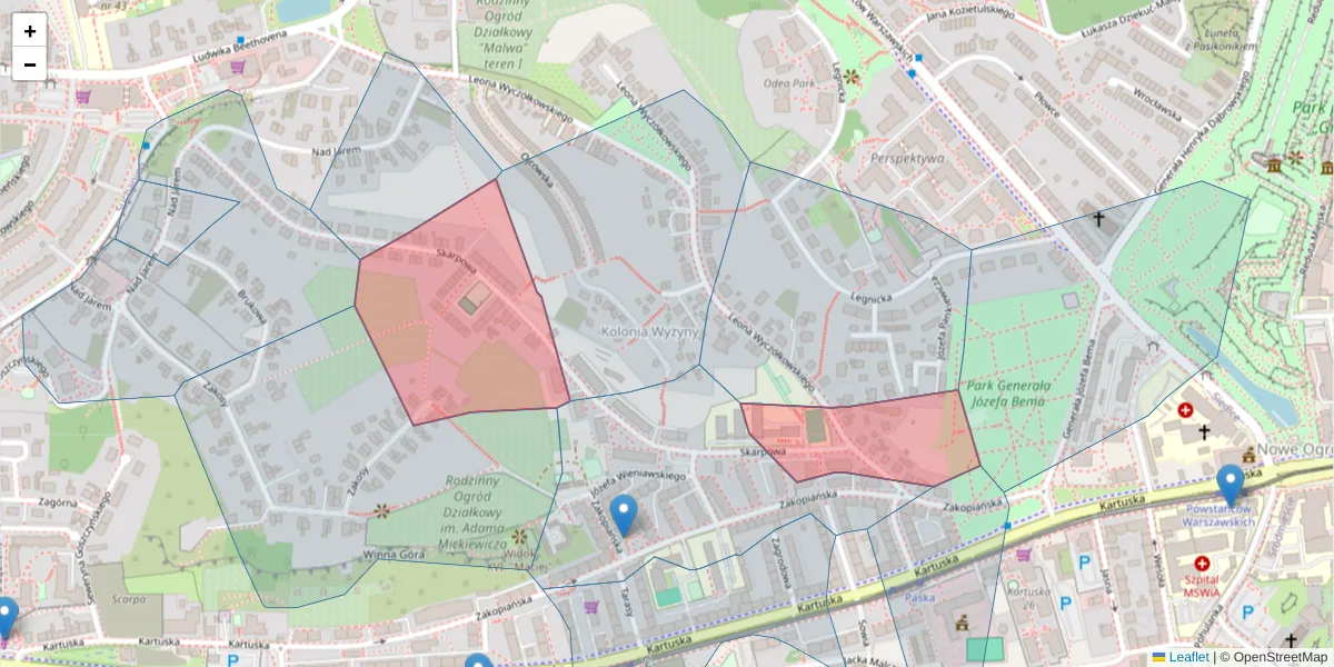 Szczegółowa mapa kodu pocztowego 80-145 z granicami, sąsiednimi kodami pocztowymi i urzędami pocztowymi