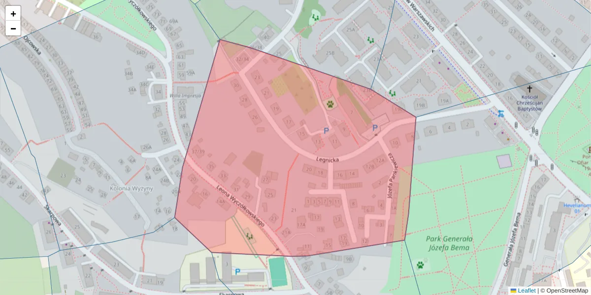Szczegółowa mapa kodu pocztowego 80-147 z granicami, sąsiednimi kodami pocztowymi i urzędami pocztowymi