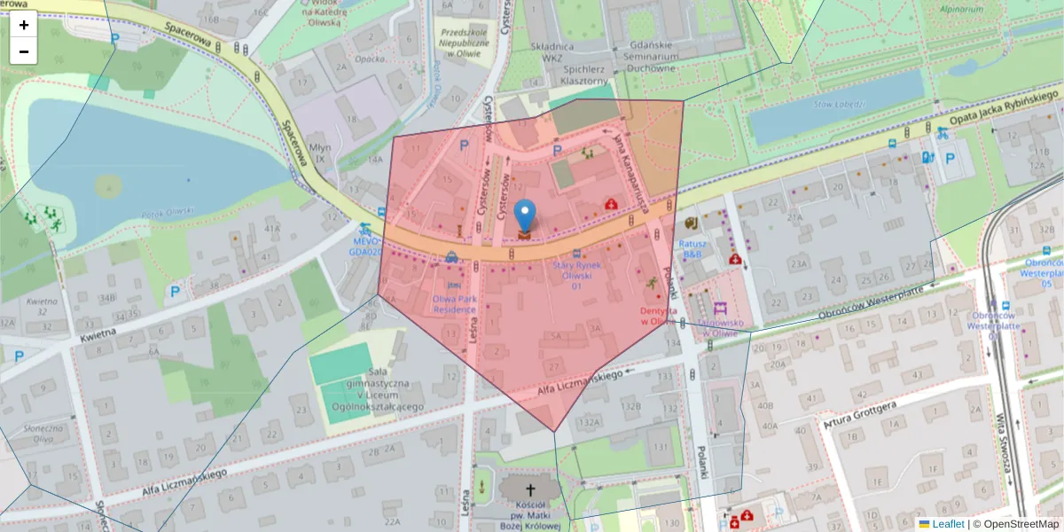 Szczegółowa mapa kodu pocztowego 80-324 z granicami, sąsiednimi kodami pocztowymi i urzędami pocztowymi