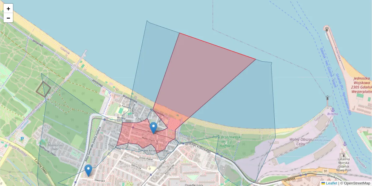 Szczegółowa mapa kodu pocztowego 80-513 z granicami, sąsiednimi kodami pocztowymi i urzędami pocztowymi