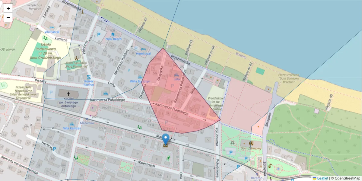 Szczegółowa mapa kodu pocztowego 80-520 z granicami, sąsiednimi kodami pocztowymi i urzędami pocztowymi
