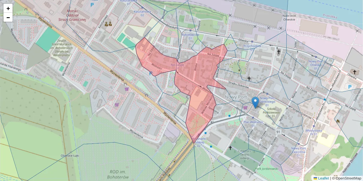 Szczegółowa mapa kodu pocztowego 80-541 z granicami, sąsiednimi kodami pocztowymi i urzędami pocztowymi