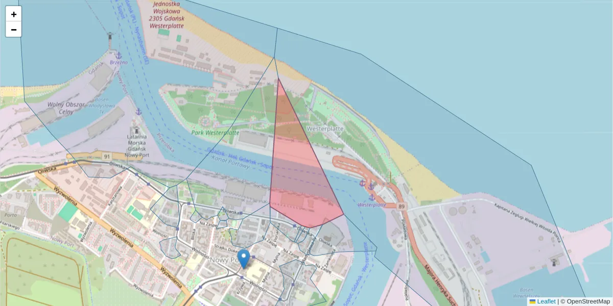 Szczegółowa mapa kodu pocztowego 80-562 z granicami, sąsiednimi kodami pocztowymi i urzędami pocztowymi