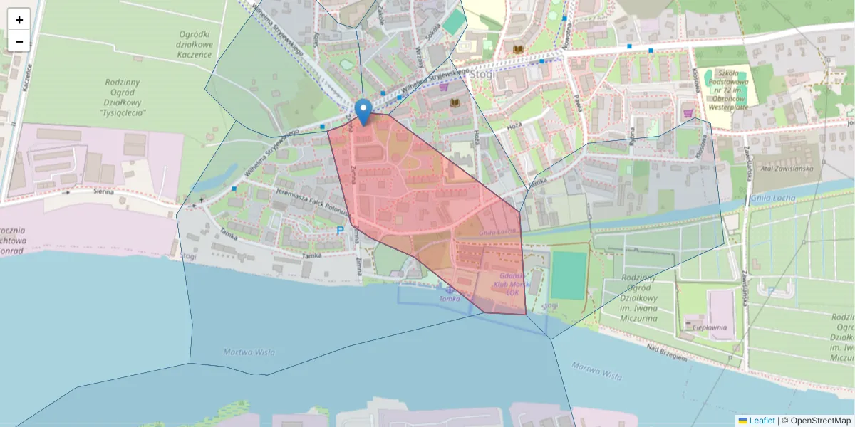 Szczegółowa mapa kodu pocztowego 80-606 z granicami, sąsiednimi kodami pocztowymi i urzędami pocztowymi