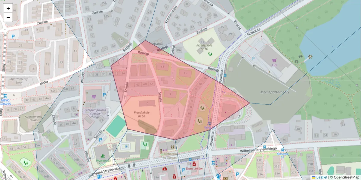 Szczegółowa mapa kodu pocztowego 80-624 z granicami, sąsiednimi kodami pocztowymi i urzędami pocztowymi