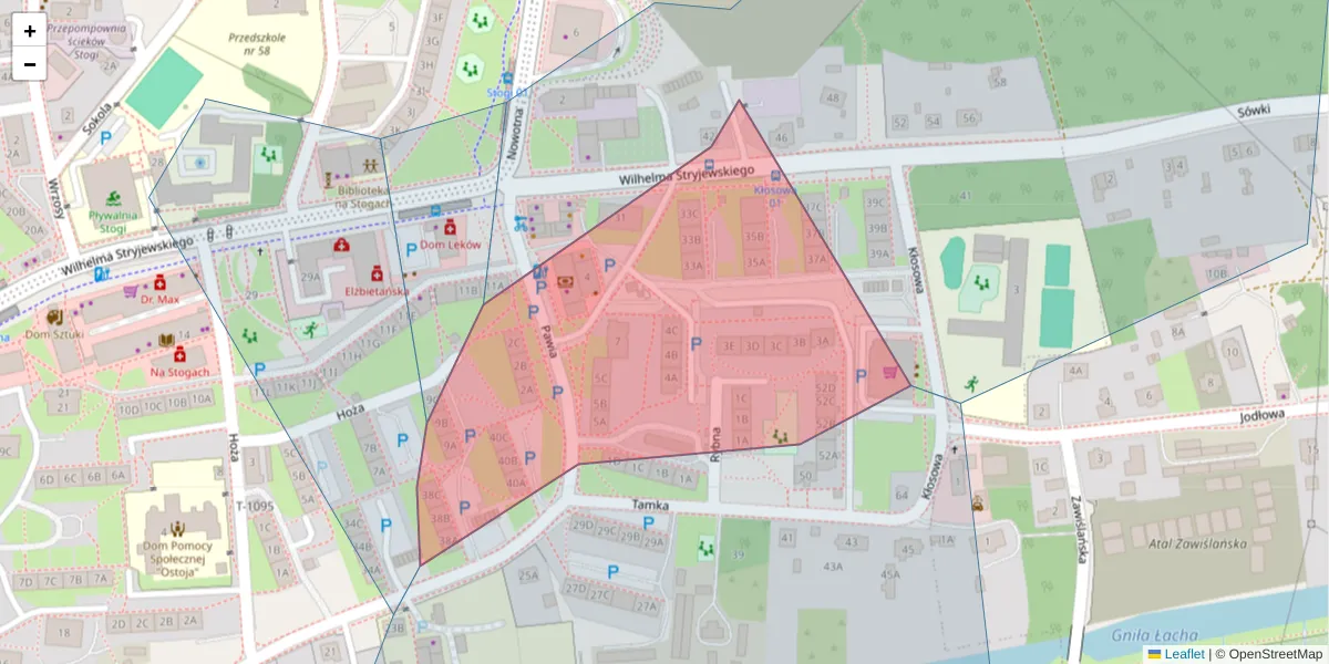Szczegółowa mapa kodu pocztowego 80-626 z granicami, sąsiednimi kodami pocztowymi i urzędami pocztowymi