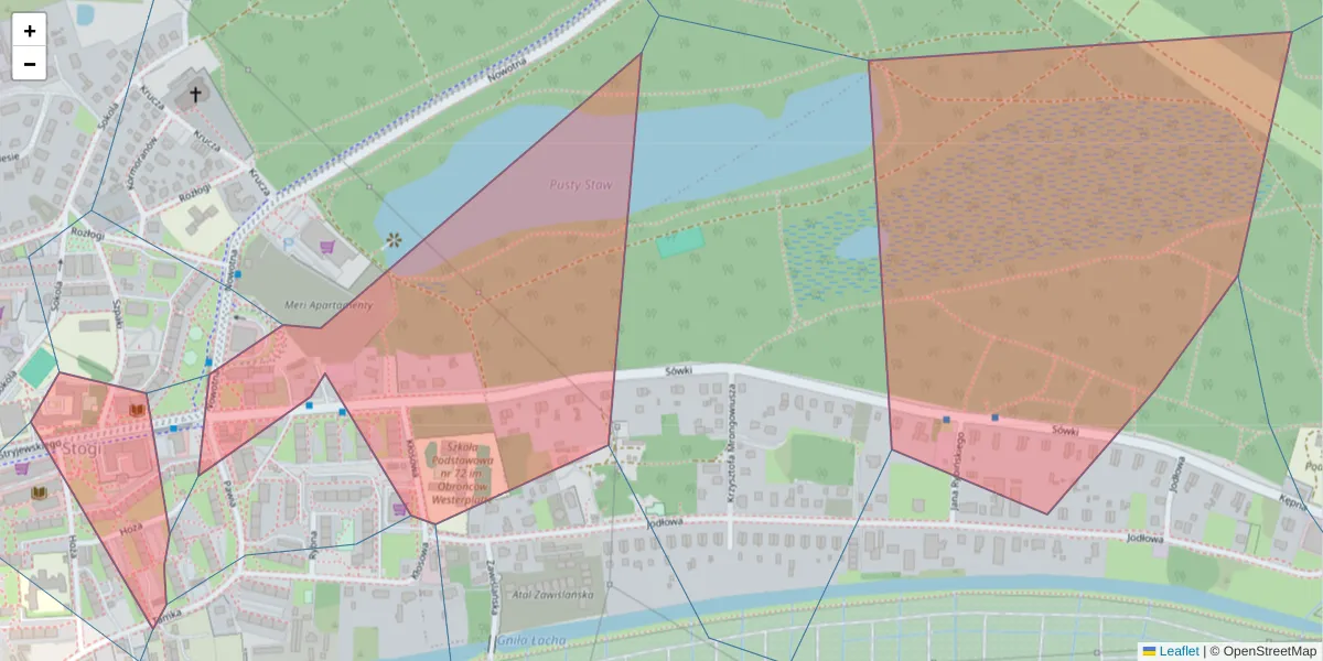 Szczegółowa mapa kodu pocztowego 80-631 z granicami, sąsiednimi kodami pocztowymi i urzędami pocztowymi