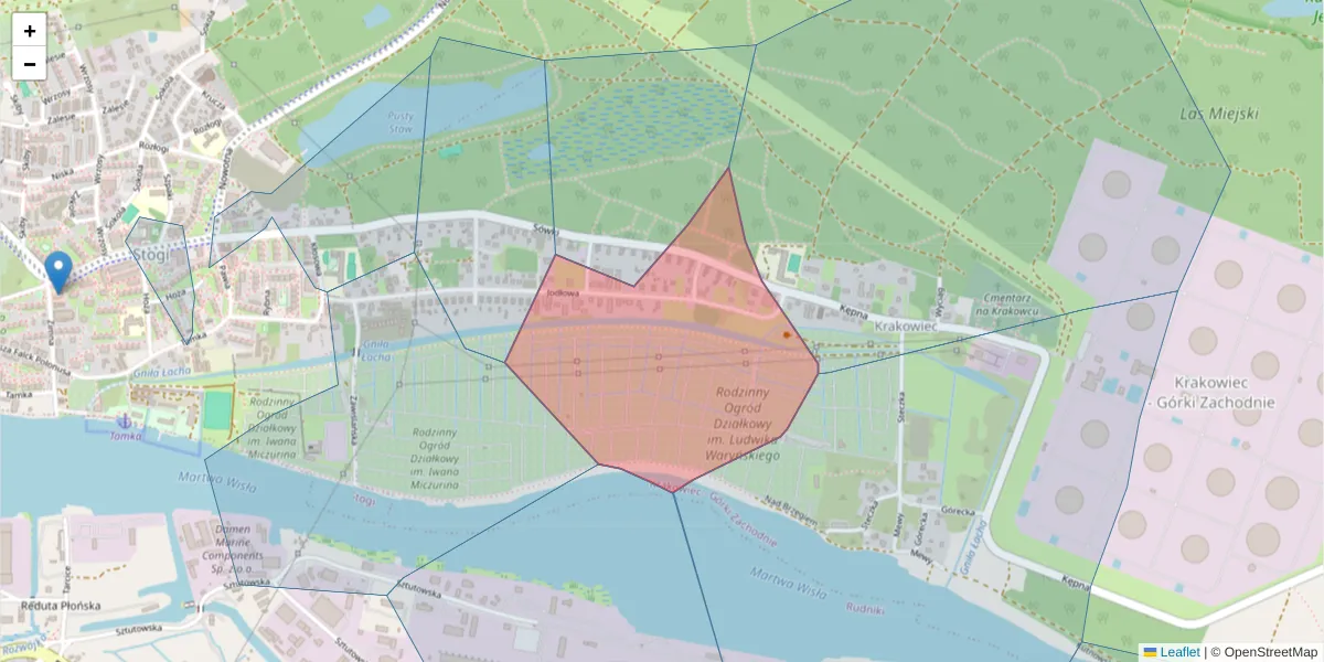 Szczegółowa mapa kodu pocztowego 80-633 z granicami, sąsiednimi kodami pocztowymi i urzędami pocztowymi