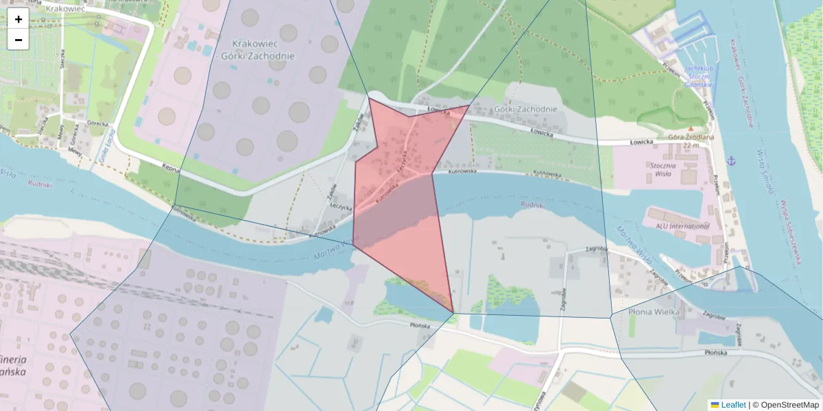 Szczegółowa mapa kodu pocztowego 80-647 z granicami, sąsiednimi kodami pocztowymi i urzędami pocztowymi