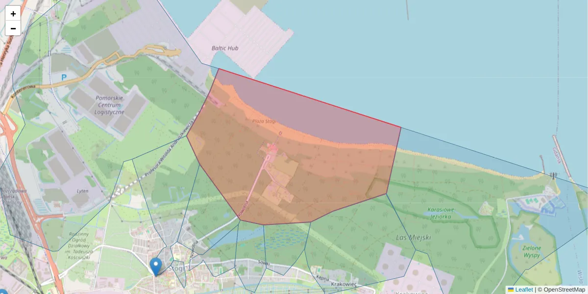 Szczegółowa mapa kodu pocztowego 80-656 z granicami, sąsiednimi kodami pocztowymi i urzędami pocztowymi