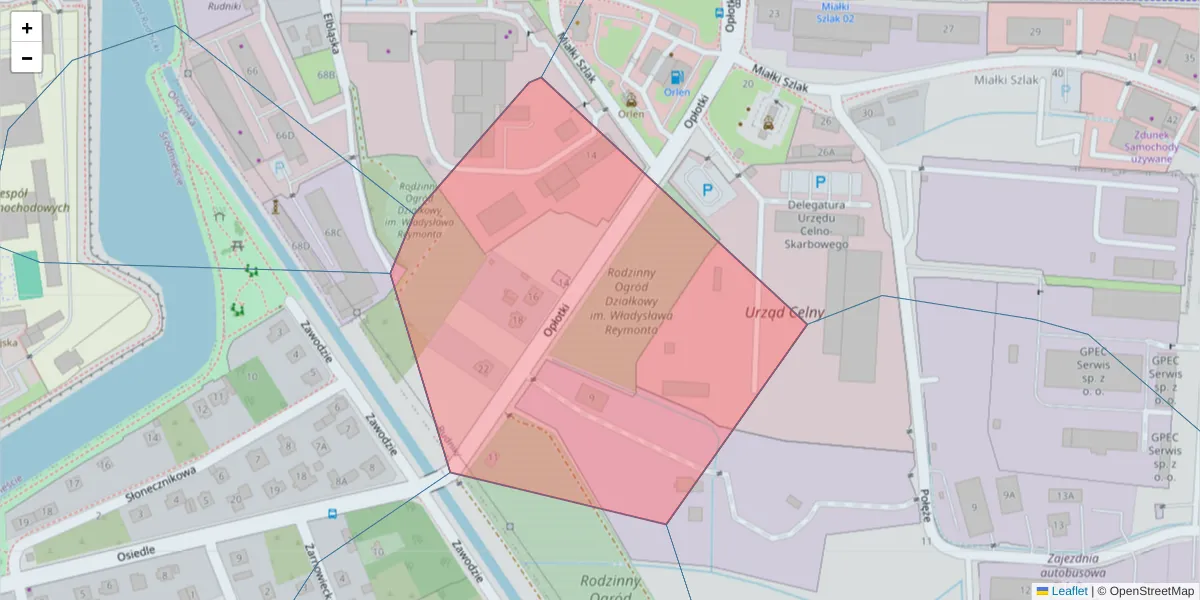 Szczegółowa mapa kodu pocztowego 80-730 z granicami, sąsiednimi kodami pocztowymi i urzędami pocztowymi