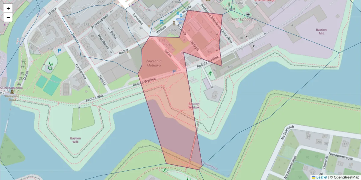 Szczegółowa mapa kodu pocztowego 80-742 z granicami, sąsiednimi kodami pocztowymi i urzędami pocztowymi