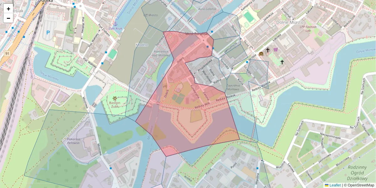 Szczegółowa mapa kodu pocztowego 80-746 z granicami, sąsiednimi kodami pocztowymi i urzędami pocztowymi