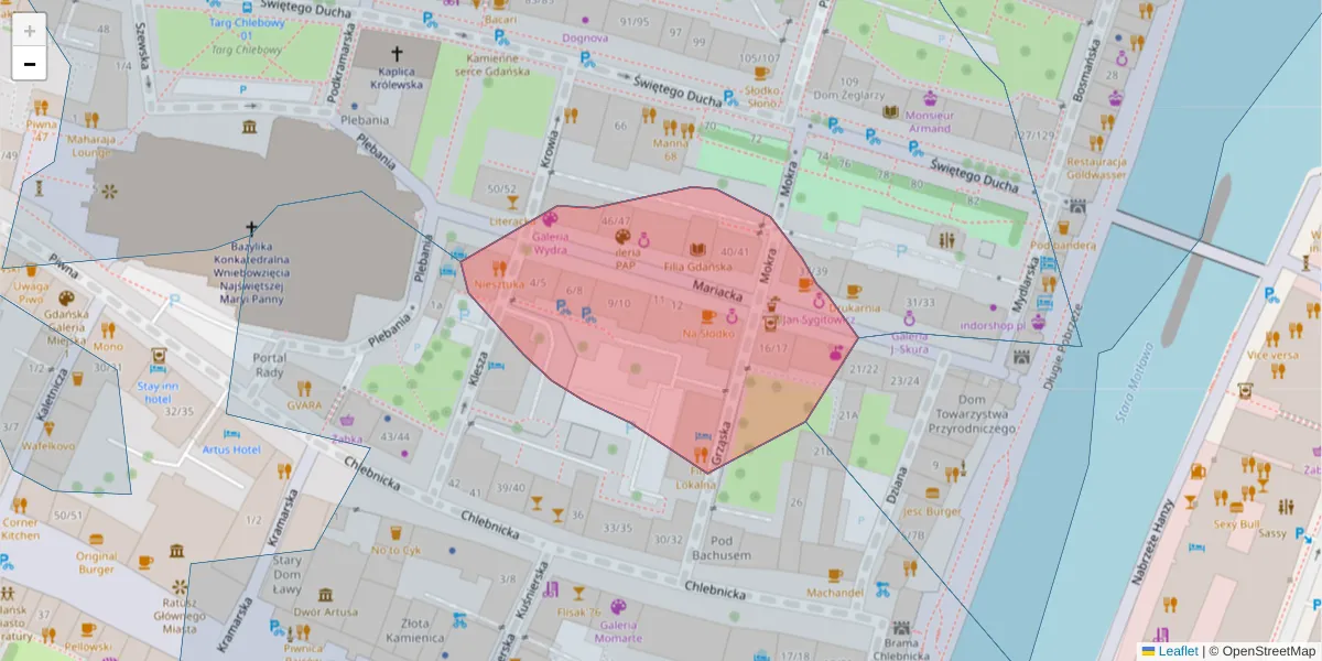 Szczegółowa mapa kodu pocztowego 80-833 z granicami, sąsiednimi kodami pocztowymi i urzędami pocztowymi