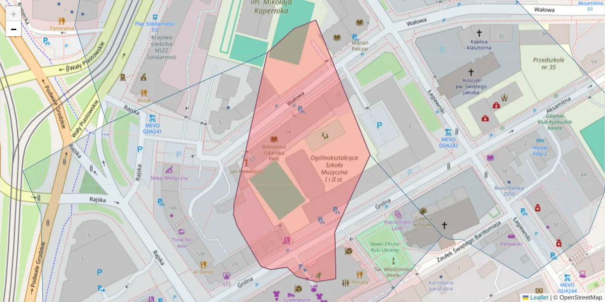 Szczegółowa mapa kodu pocztowego 80-847 z granicami, sąsiednimi kodami pocztowymi i urzędami pocztowymi