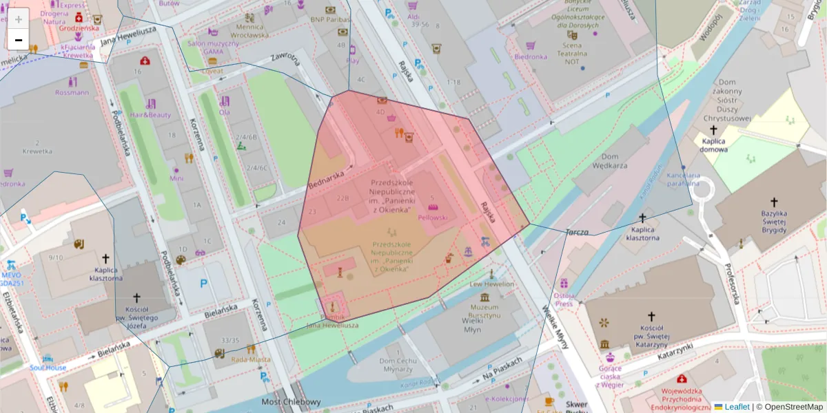 Szczegółowa mapa kodu pocztowego 80-848 z granicami, sąsiednimi kodami pocztowymi i urzędami pocztowymi