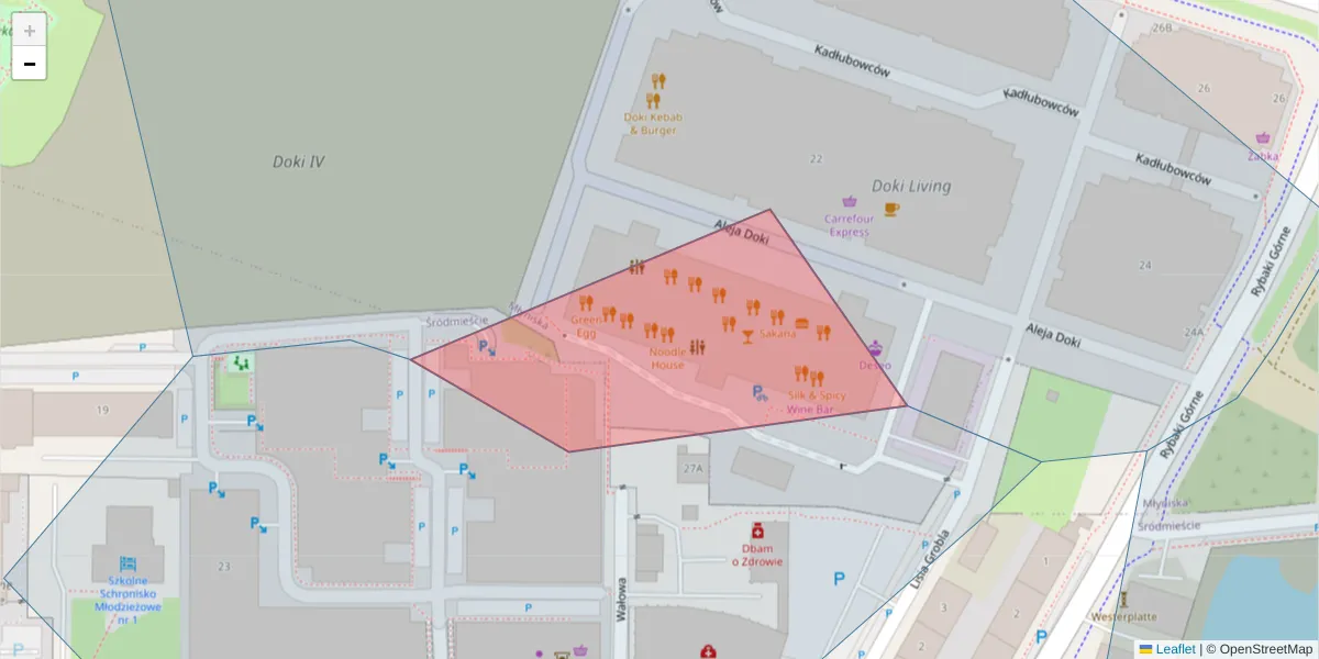Szczegółowa mapa kodu pocztowego 80-860 z granicami, sąsiednimi kodami pocztowymi i urzędami pocztowymi