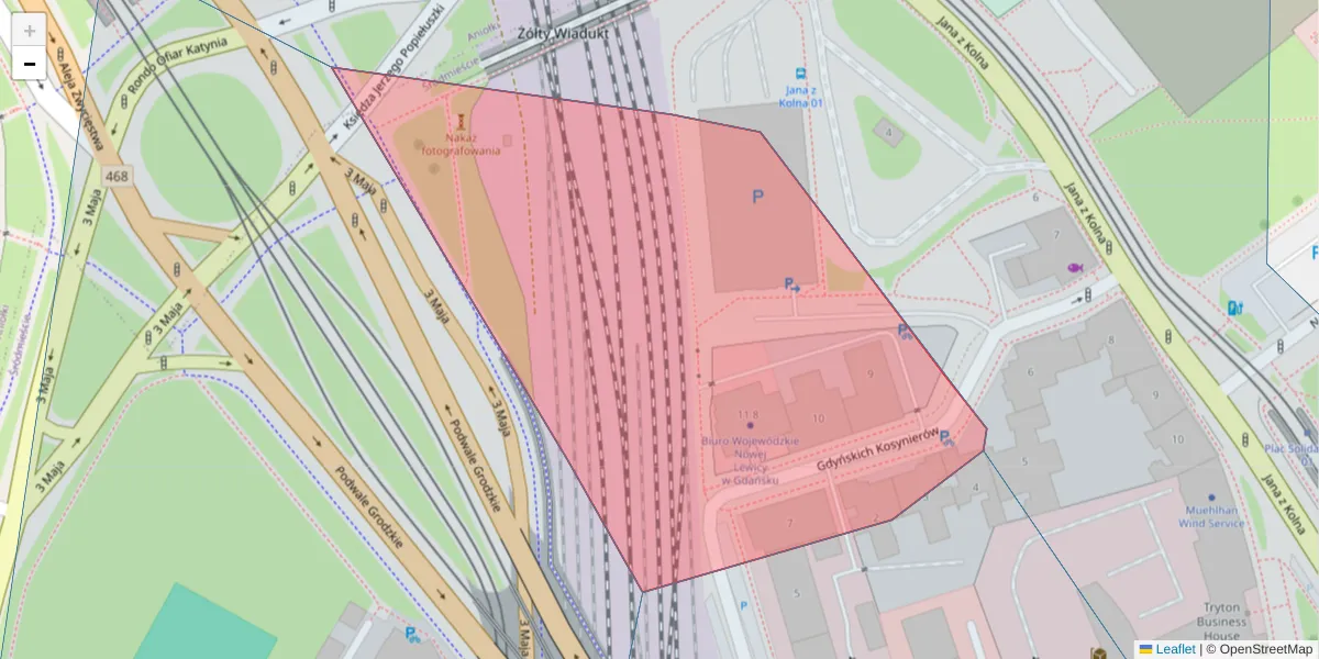 Szczegółowa mapa kodu pocztowego 80-866 z granicami, sąsiednimi kodami pocztowymi i urzędami pocztowymi