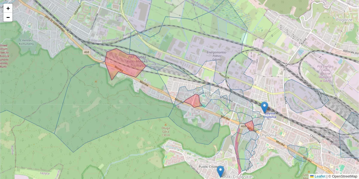 Szczegółowa mapa kodu pocztowego 81-006 z granicami, sąsiednimi kodami pocztowymi i urzędami pocztowymi