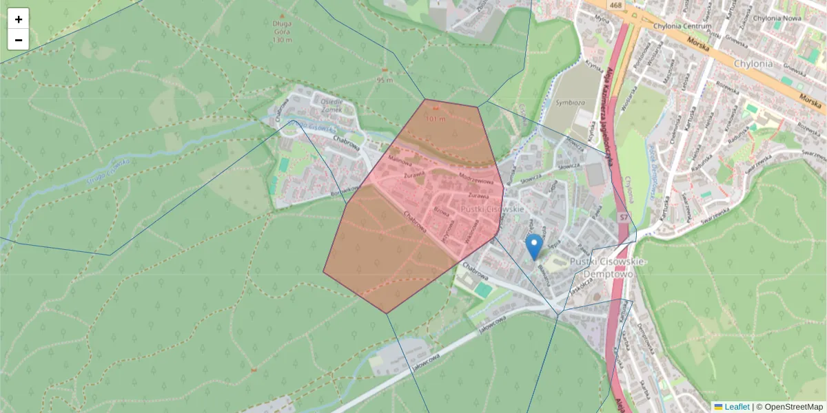 Szczegółowa mapa kodu pocztowego 81-074 z granicami, sąsiednimi kodami pocztowymi i urzędami pocztowymi