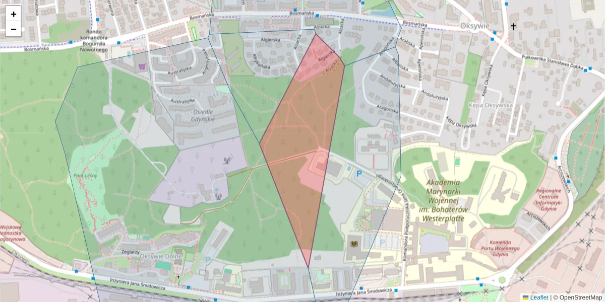 Szczegółowa mapa kodu pocztowego 81-120 z granicami, sąsiednimi kodami pocztowymi i urzędami pocztowymi