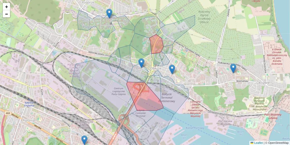 Szczegółowa mapa kodu pocztowego 81-156 z granicami, sąsiednimi kodami pocztowymi i urzędami pocztowymi