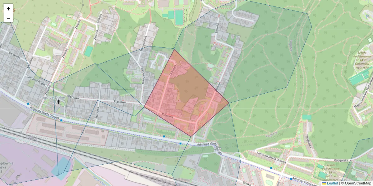 Szczegółowa mapa kodu pocztowego 81-160 z granicami, sąsiednimi kodami pocztowymi i urzędami pocztowymi